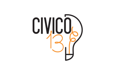 la scritta "Civico 13" all'interno di una lampadina nera e arancione