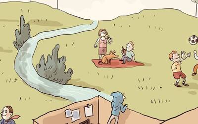 Illustrazione di persone in un parco