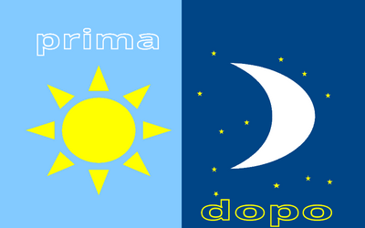 disegno diviso a metà, a sinistra il sole, a destra la luna