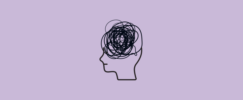 un'illustrazione di una testa con un groviglio nel cervello