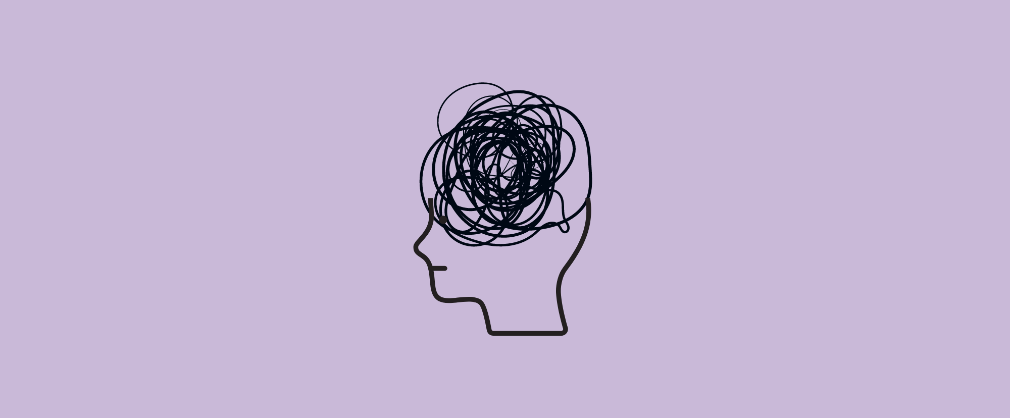 un'illustrazione di una testa con un groviglio nel cervello