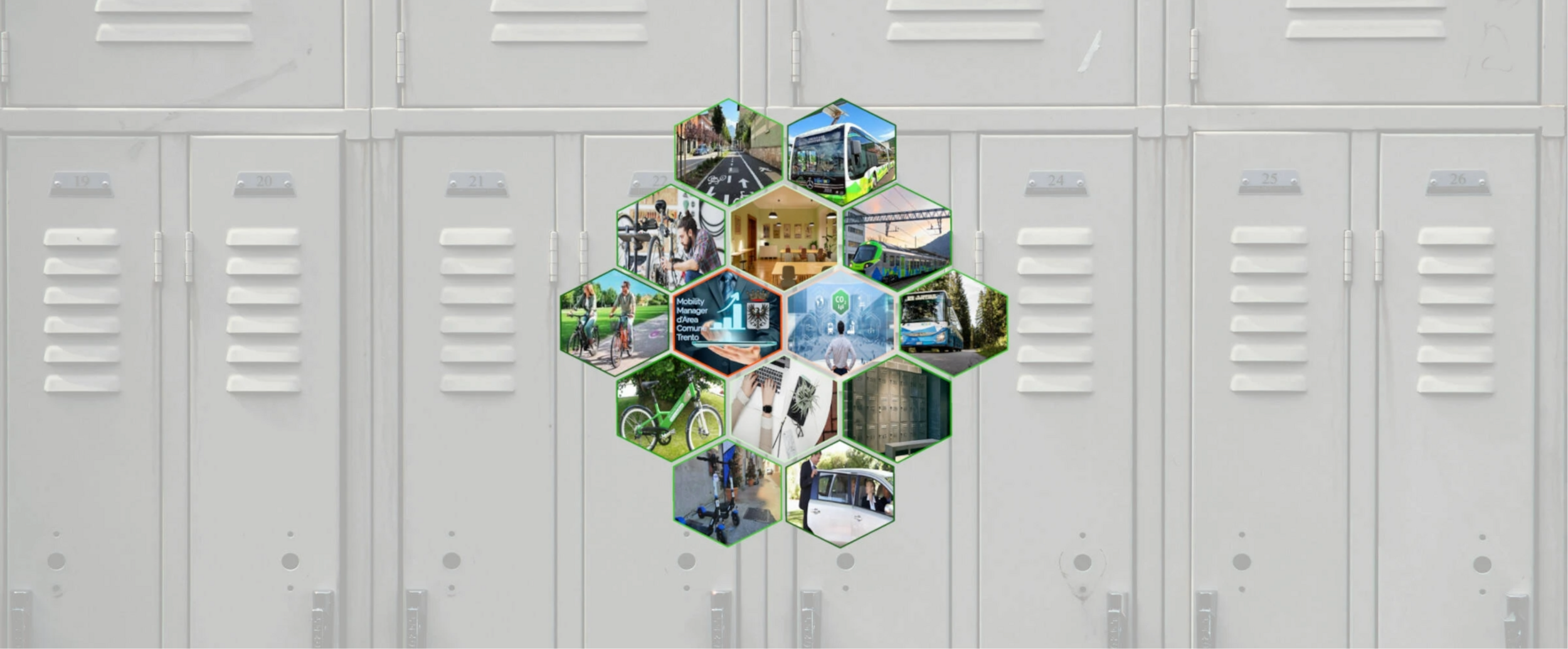 il lopgo del mobility masnager con uno sfondo di armadietti scolastici