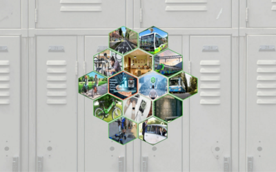 il lopgo del mobility masnager con uno sfondo di armadietti scolastici