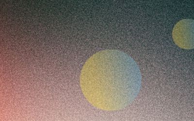 Una grafica con un colore rosso/ottanio di sfondo e dei cerchi gialli 