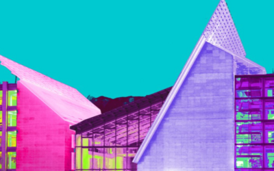 Un'mmagine del Muse da lontano con colori psichedelici