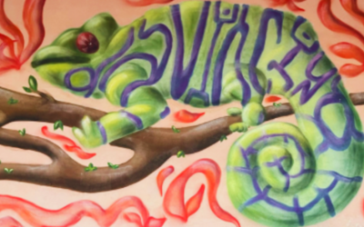 Un murales di un camaleonte