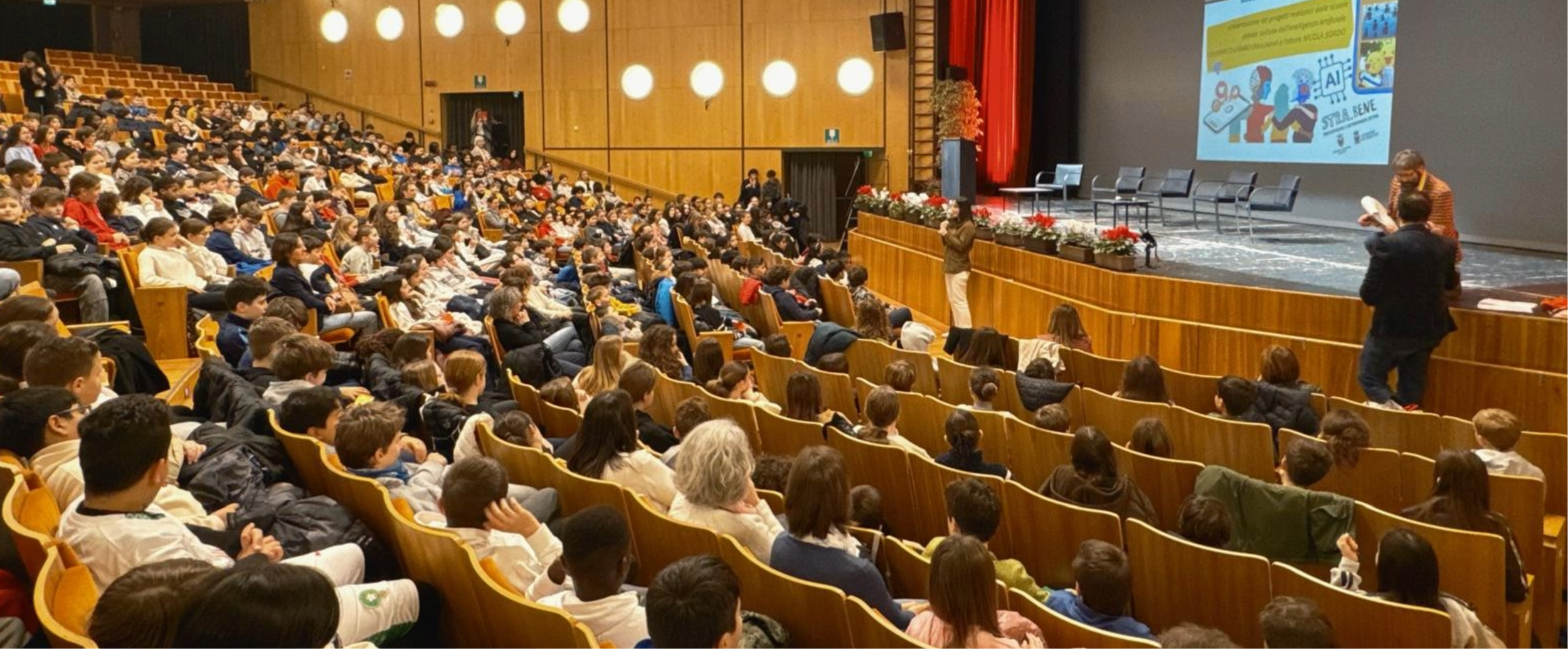 tanti ragazzi e ragazze all'auditorium santa chiara