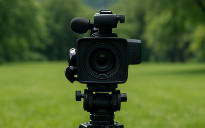 una videocamera su un prato